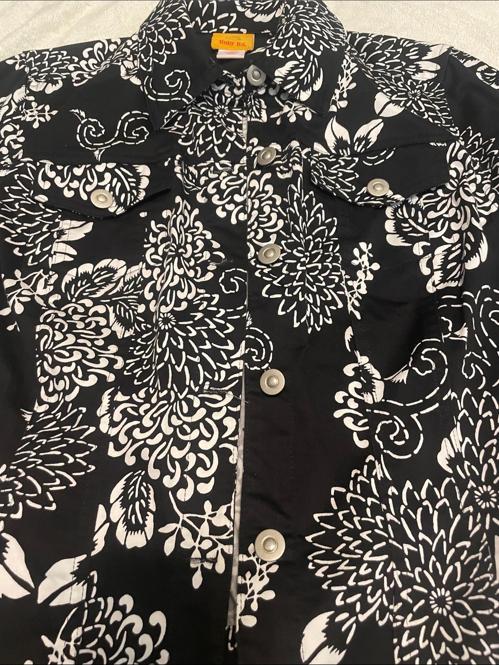 Ruby Rd. Black & White Floral Jacket - Picture 4 of 7